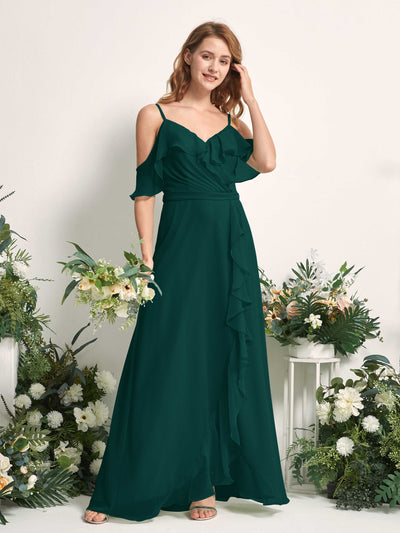 Carlyna Yvette A-Line Dark Emerald Bridesmaid Dress Maxi Sleeveless V-Neck Dress Side View 2 #color_dark-emerald