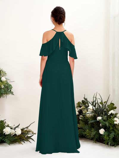 Carlyna Orlane A-Line Dark Emerald Bridesmaid Dress Maxi Sleeveless V-Neck Dress Back View #color_dark-emerald