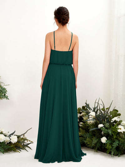 Carlyna Alva A-Line Dark Emerald Bridesmaid Dress Maxi Sleeveless Halter Dress Back View #color_dark-emerald