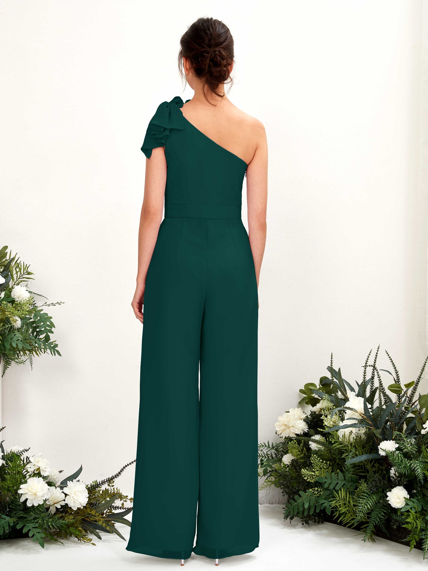Dark Emerald Bridesmaid Dresses Bridesmaid Dress Chiffon One Shoulder Full Length Sleeveless Wedding Party Dress (81220817)#color_dark-emerald