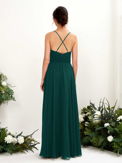 Carlyna Naura A-Line Dark Emerald Bridesmaid Dress Maxi Sleeveless V-Neck Dress Back View #color_dark-emerald