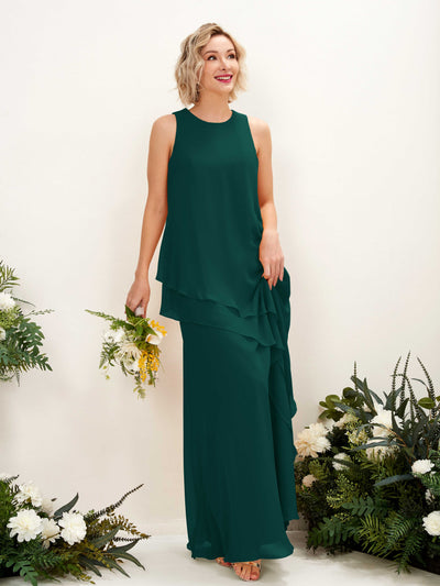 Carlyna Finna Sheath Dark Emerald Bridesmaid Dress Maxi Sleeveless Round Neck Dress Front View #color_dark-emerald