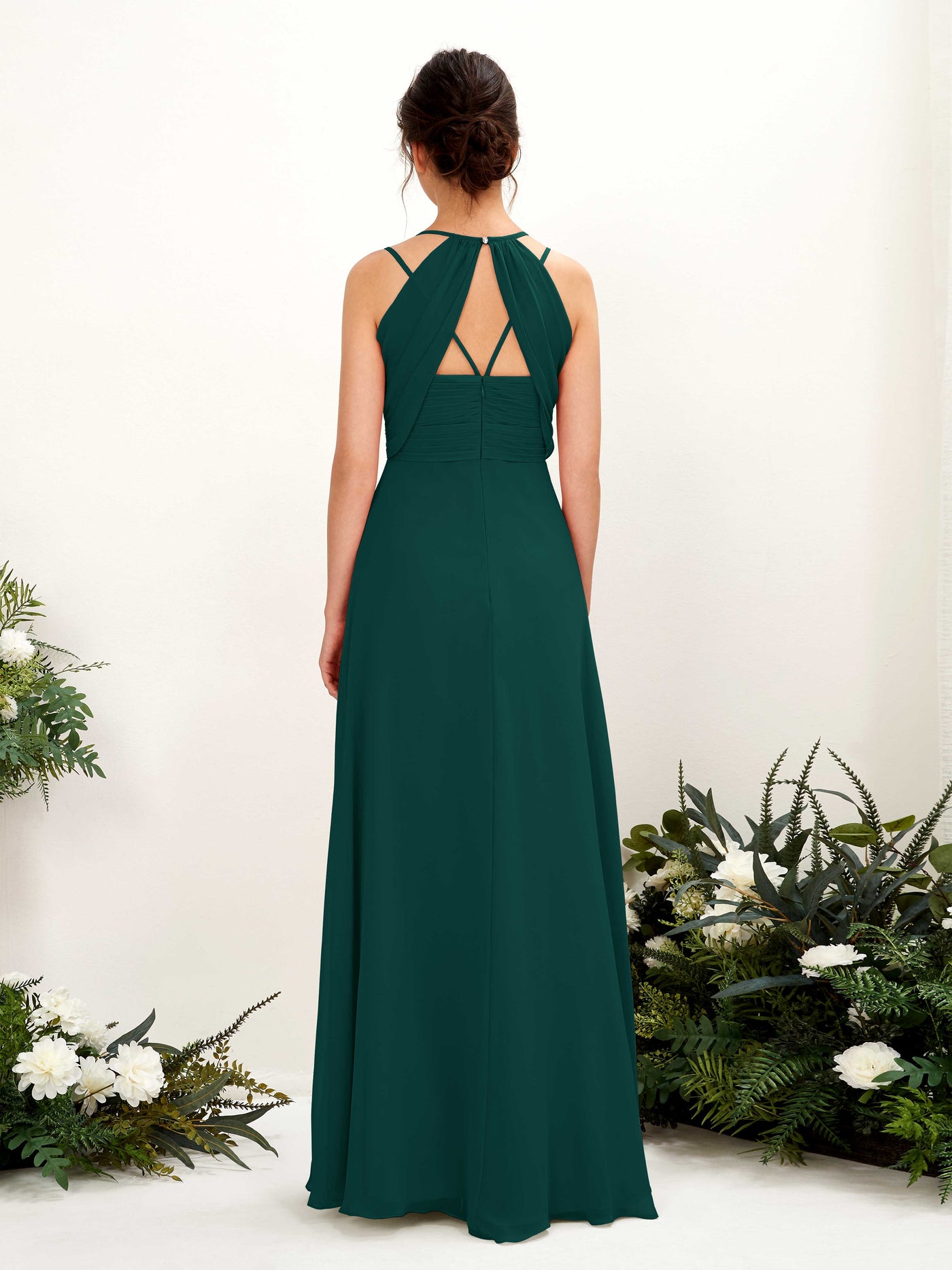 Dark Emerald Bridesmaid Dresses Bridesmaid Dress A-line Chiffon Spaghetti-straps Full Length Sleeveless Wedding Party Dress (81225417)#color_dark-emerald
