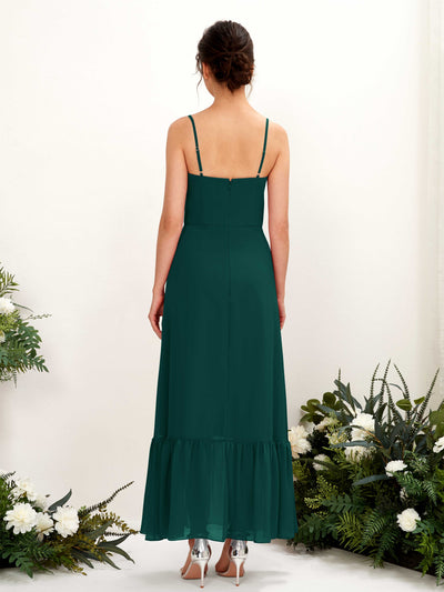 Carlyna Delia Sheath Dark Emerald Bridesmaid Dress Maxi Sleeveless Spaghetti Strap Dress Back View #color_dark-emerald
