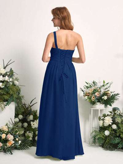 Carlyna Pandora A-Line Royal Blue Bridesmaid Dress Maxi Sleeveless One Shoulder Dress Back View #color_royal-blue