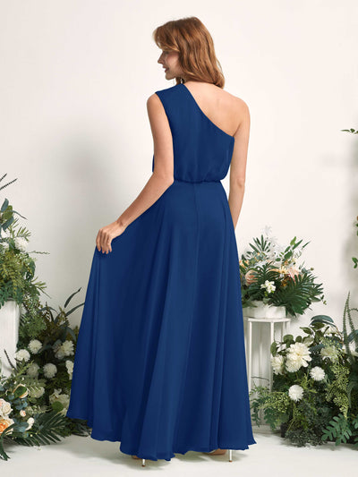Carlyna Cecily A-Line Royal Blue Bridesmaid Dress Maxi Sleeveless One Shoulder Dress Back View #color_royal-blue