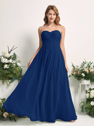 Carlyna Elma A-Line Royal Blue Bridesmaid Dress Maxi Sleeveless Sweetheart Dress Front View #color_royal-blue