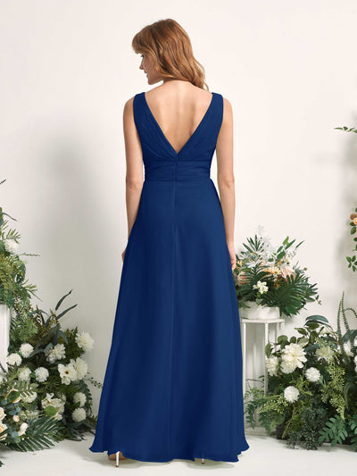 Carlyna Mollie A-Line Royal Blue Bridesmaid Dress Maxi Sleeveless V-Neck Dress Back View #color_royal-blue