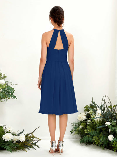 Carlyna Davina A-Line Royal Blue Bridesmaid Dress Knee-Length Sleeveless Round Neck Dress Back View #color_royal-blue