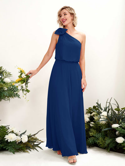 Carlyna Laurel A-Line Royal Blue Bridesmaid Dress Maxi Sleeveless One Shoulder Dress Front View #color_royal-blue