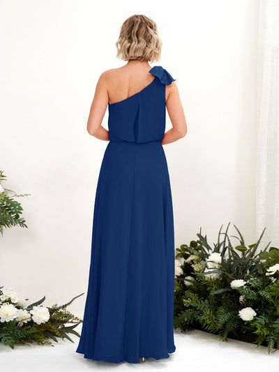 Carlyna Laurel A-Line Royal Blue Bridesmaid Dress Maxi Sleeveless One Shoulder Dress Back View #color_royal-blue