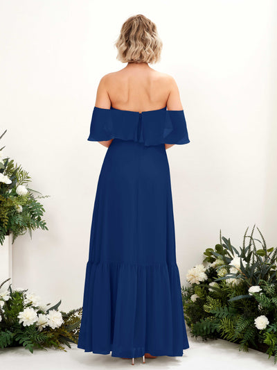 Carlyna Joie A-Line Royal Blue Bridesmaid Dress Maxi Sleeveless Off the Shoulder Dress Back View #color_royal-blue