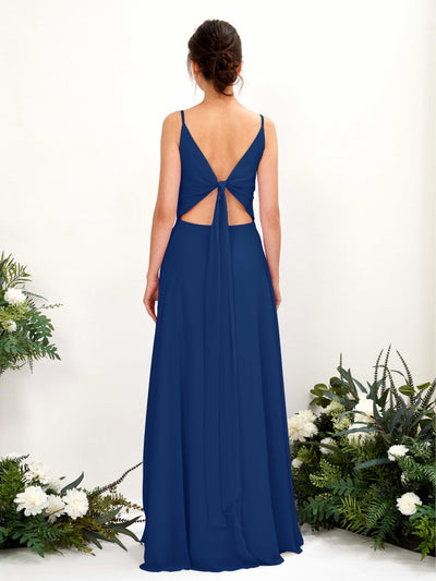 Carlyna Elsa A-Line Royal Blue Bridesmaid Dress Maxi Sleeveless V-Neck Dress Back View #color_royal-blue