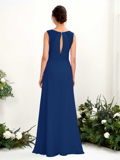 Carlyna Karen A-Line Royal Blue Bridesmaid Dress Maxi Sleeveless V-Neck Dress Back View #color_royal-blue