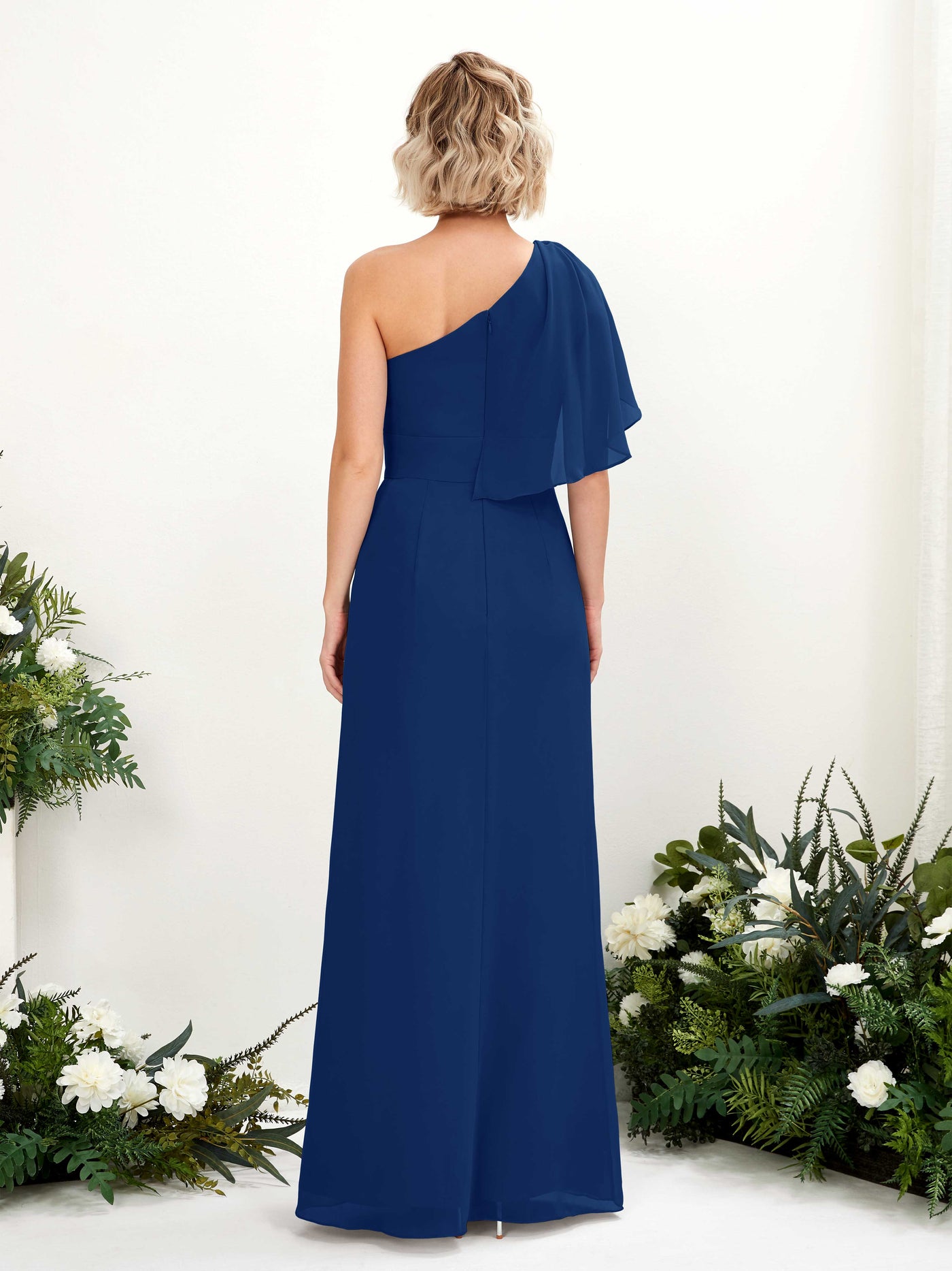 Royal Blue Bridesmaid Dresses Bridesmaid Dress Ball Gown Chiffon Full Length Short Sleeves Wedding Party Dress (81223737)#color_royal-blue