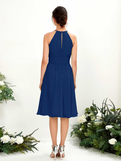 Carlyna Cathie A-Line Royal Blue Bridesmaid Dress Knee-Length Sleeveless Round Neck Dress Back View #color_royal-blue