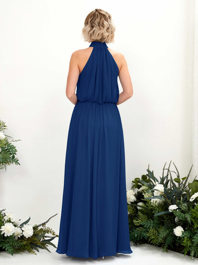Carlyna Bess A-Line Royal Blue Bridesmaid Dress Maxi Sleeveless Halter Dress Back View #color_royal-blue