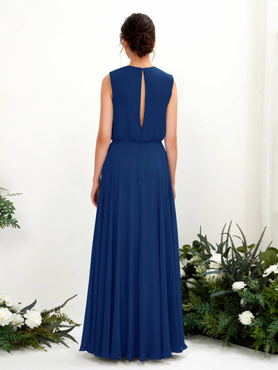 Carlyna Alma A-Line Royal Blue Bridesmaid Dress Maxi Sleeveless Round Neck Dress Back View #color_royal-blue