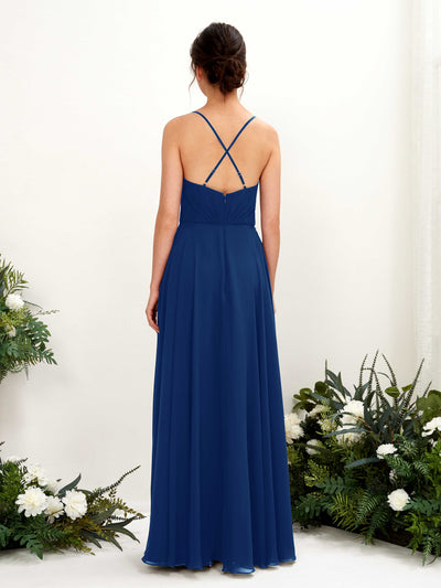 Carlyna Naura A-Line Royal Blue Bridesmaid Dress Maxi Sleeveless V-Neck Dress Back View #color_royal-blue