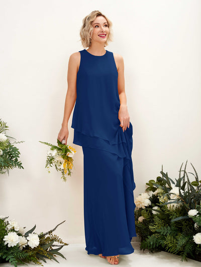 Carlyna Finna Sheath Royal Blue Bridesmaid Dress Maxi Sleeveless Round Neck Dress Front View #color_royal-blue