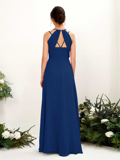 Carlyna Joa A-Line Royal Blue Bridesmaid Dress Maxi Sleeveless V-Neck Dress Back View #color_royal-blue