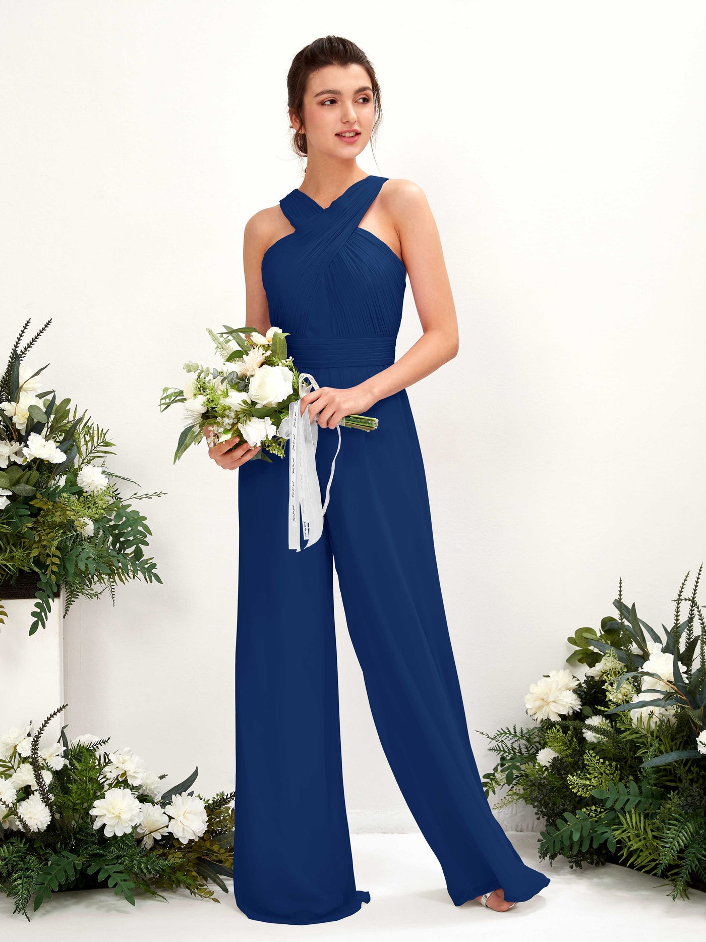 Royal Blue Bridesmaid Dresses Bridesmaid Dress Chiffon V-neck Full Length Sleeveless Wedding Party Dress (81220737)#color_royal-blue