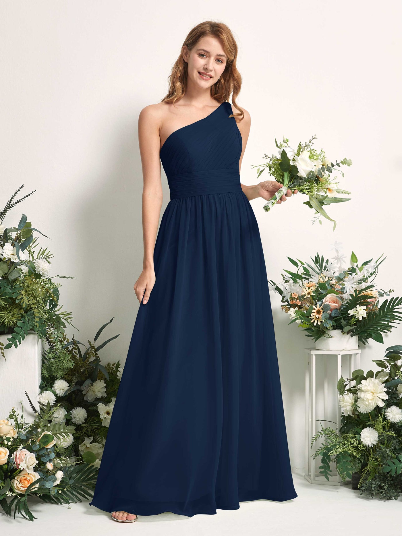 Dusty Blue Chiffon Bridesmaid Dress A-Line Floor-Length