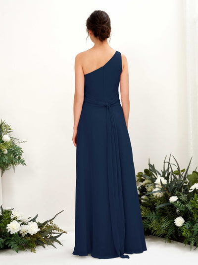 Carlyna Trita Sheath Navy Bridesmaid Dress Maxi Sleeveless One Shoulder Dress Back View #color_navy