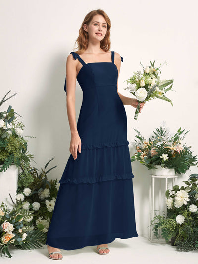 Carlyna Kaiya A-Line Navy Bridesmaid Dress Maxi Sleeveless Straight Dress Front View #color_navy