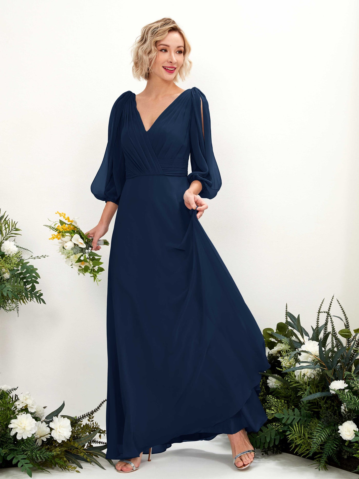 Dusty Blue-Upgrade Maxi Dress - Long Sleeve Dress - V neck Dress – Carlyna