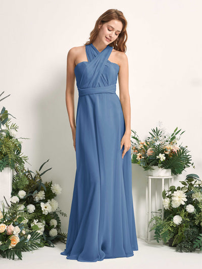 Carlyna Carolyn Convertible Dusty Blue Bridesmaid Dress Maxi Sleeveless Sweetheart Dress Side View 5 #color_dusty-blue