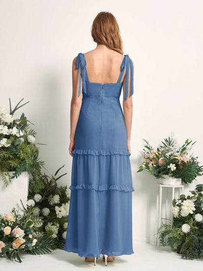 Carlyna Kaiya A-Line Dusty Blue Bridesmaid Dress Maxi Sleeveless Straight Dress Back View #color_dusty-blue