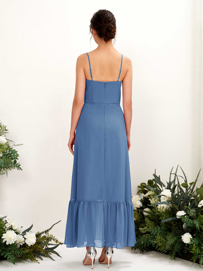 Carlyna Delia Sheath Dusty Blue Bridesmaid Dress Maxi Sleeveless Spaghetti Strap Dress Back View #color_dusty-blue