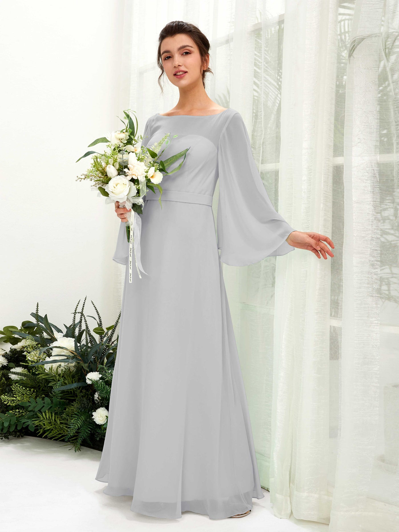 Champagne Rose Chiffon Bridesmaid Dress A-Line Floor-Length