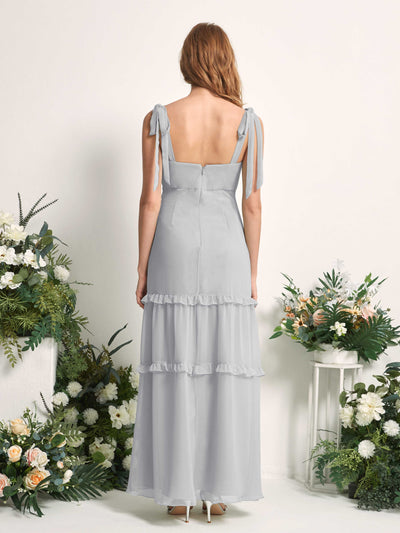Carlyna Kaiya A-Line Silver Bridesmaid Dress Maxi Sleeveless Straight Dress Back View #color_silver
