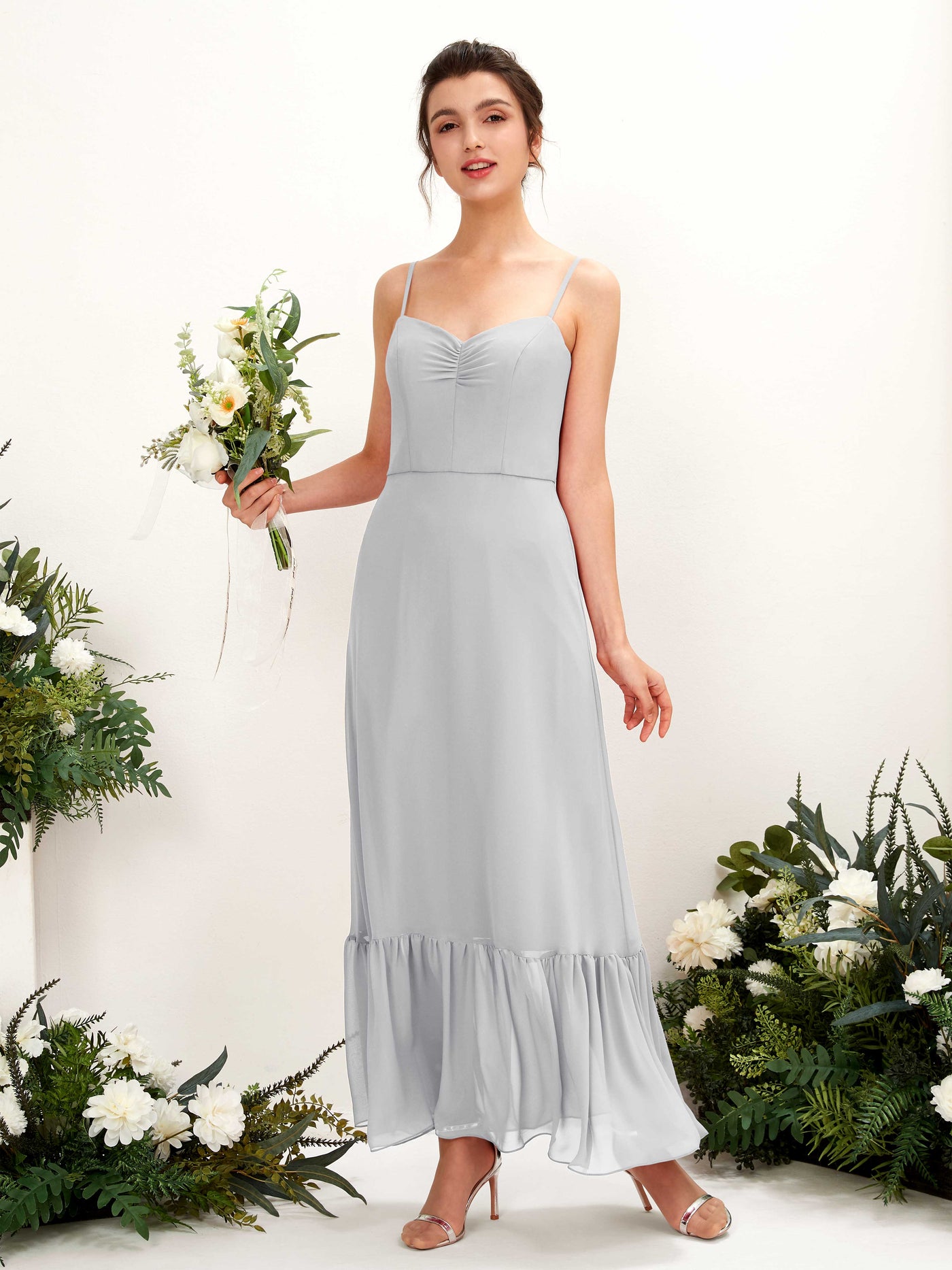 Silver Bridesmaid Dresses Bridesmaid Dress Chiffon Spaghetti-straps Full Length Sleeveless Wedding Party Dress (81223027)#color_silver