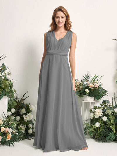 Carlyna Carolyn Convertible Steel Gray Bridesmaid Dress Maxi Sleeveless Sweetheart Dress Side View 3 #color_steel-gray