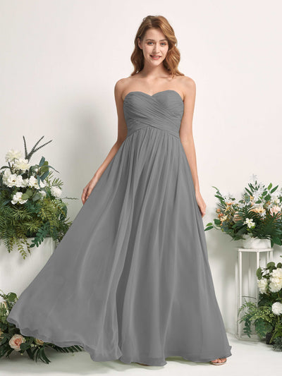 Carlyna Elma A-Line Steel Gray Bridesmaid Dress Maxi Sleeveless Sweetheart Dress Front View #color_steel-gray