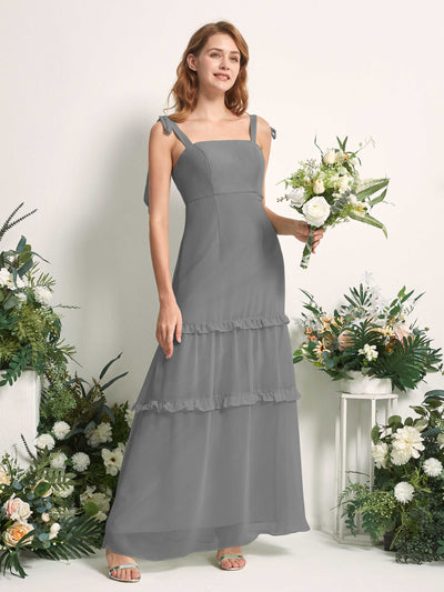 Carlyna Kaiya A-Line Steel Gray Bridesmaid Dress Maxi Sleeveless Straight Dress Front View #color_steel-gray