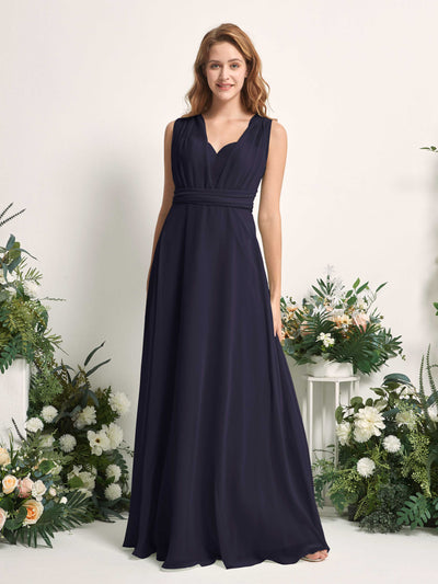 Carlyna Carolyn Convertible Dark Navy Bridesmaid Dress Maxi Sleeveless Sweetheart Dress Side View 2 #color_dark-navy
