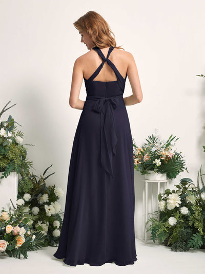 Carlyna Carolyn Convertible Dark Navy Bridesmaid Dress Maxi Sleeveless Sweetheart Dress Back View #color_dark-navy