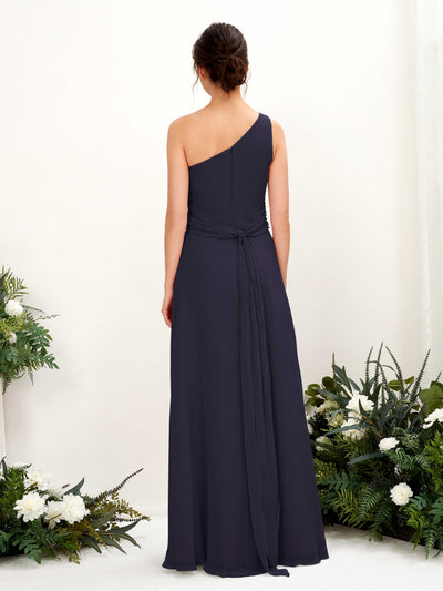Carlyna Trita Sheath Dark Navy Bridesmaid Dress Maxi Sleeveless One Shoulder Dress Back View #color_dark-navy