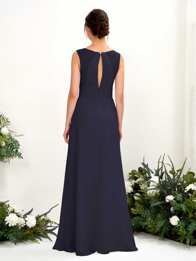 Carlyna Karen A-Line Dark Navy Bridesmaid Dress Maxi Sleeveless V-Neck Dress Back View #color_dark-navy