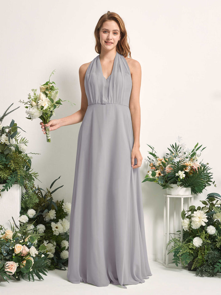Dove Bridesmaid Dresses Bridesmaid Dress A-line Chiffon Halter Full Length Short Sleeves Wedding Party Dress (81226325)