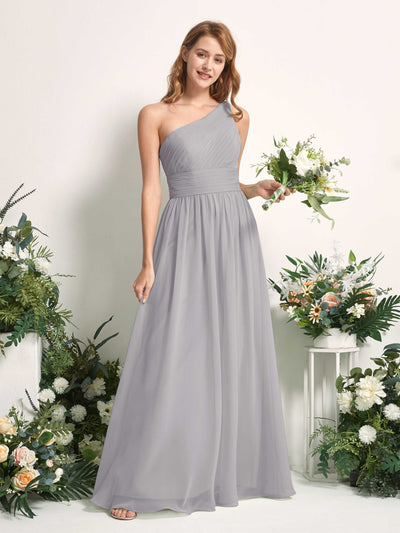 Carlyna Pandora A-Line Dove Bridesmaid Dress Maxi Sleeveless One Shoulder Dress Front View #color_dove