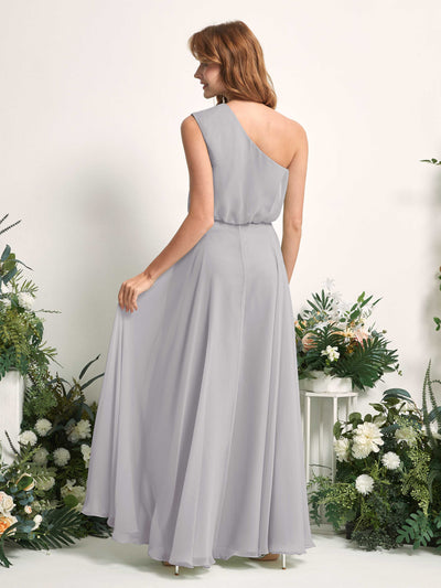 Carlyna Cecily A-Line Dove Bridesmaid Dress Maxi Sleeveless One Shoulder Dress Back View #color_dove