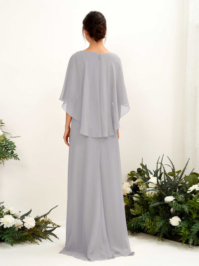 Carlyna Savin Sheath Dove Bridesmaid Dress Maxi Cap Sleeve Boat Neck Dress Back View #color_dove