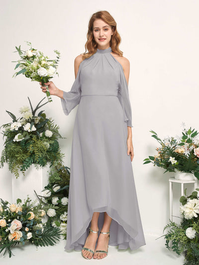 Carlyna Maxine A-Line Dove Bridesmaid Dress Maxi Sleeveless Round Neck Dress Front View #color_dove
