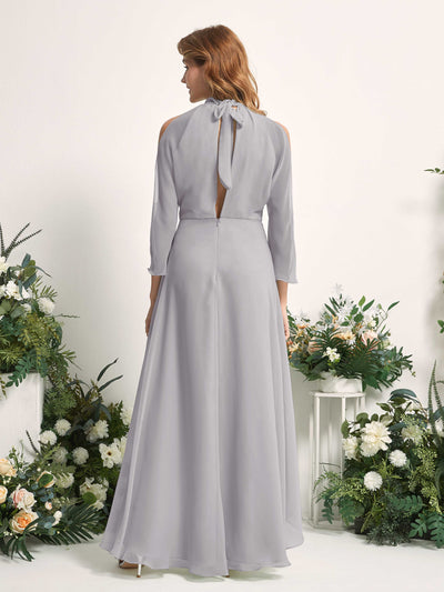 Carlyna Maxine A-Line Dove Bridesmaid Dress Maxi Sleeveless Round Neck Dress Back View #color_dove