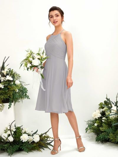 Carlyna Davina A-Line Dove Bridesmaid Dress Knee-Length Sleeveless Round Neck Dress Front View #color_dove